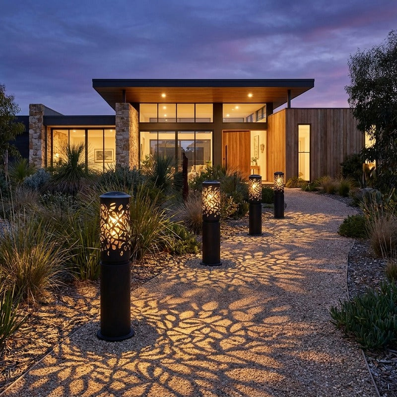 GloGarden beacon bollards dusk